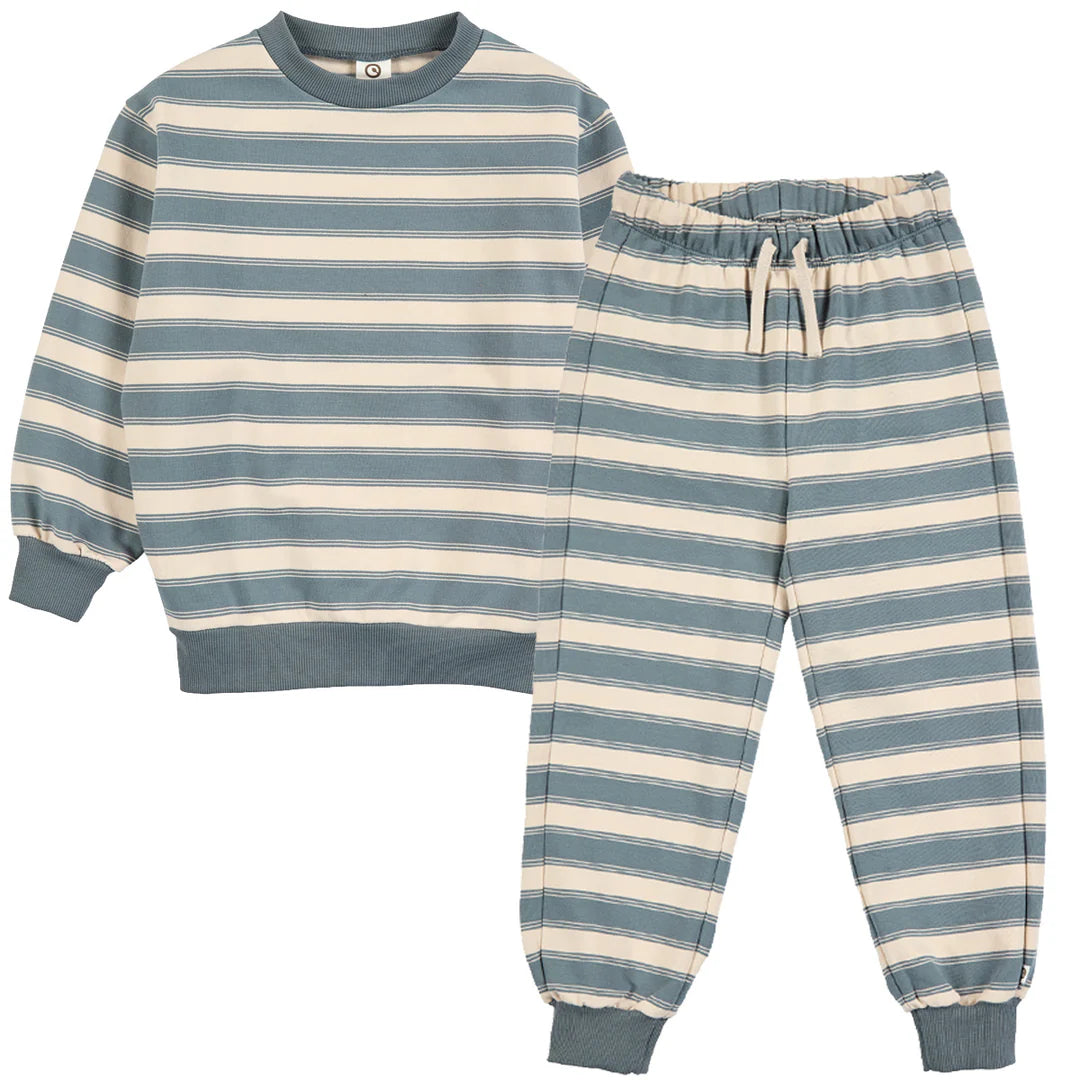 Stripe Sweat Set - Oak/Stromy Blue