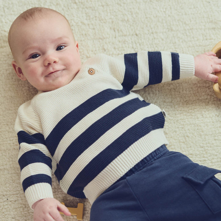 Knit Stripe Sweater - Night Blue