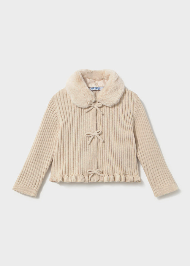 Faux Fur Collar Cardigan | H. Milk 2386