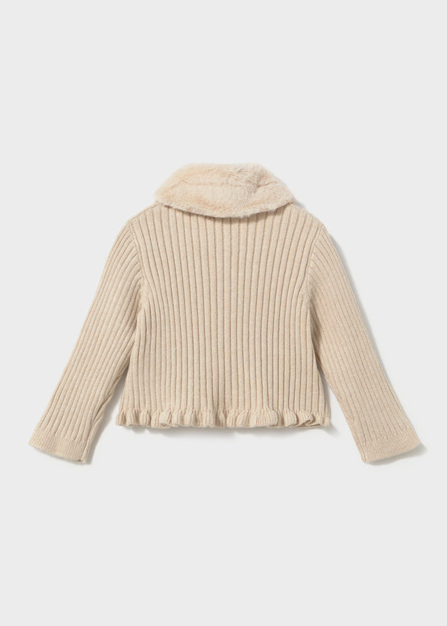 Faux Fur Collar Cardigan | H. Milk 2386