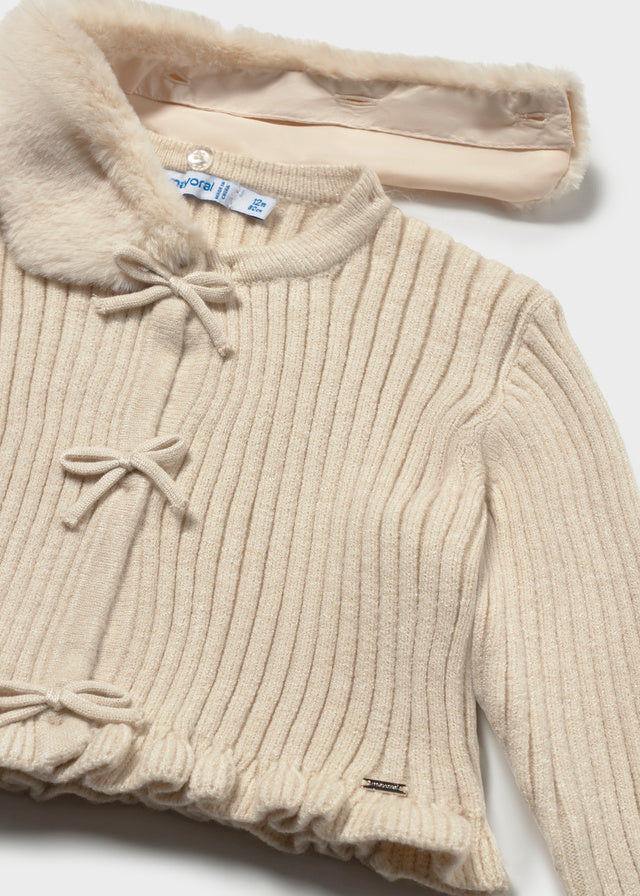 Faux Fur Collar Cardigan | H. Milk 2386