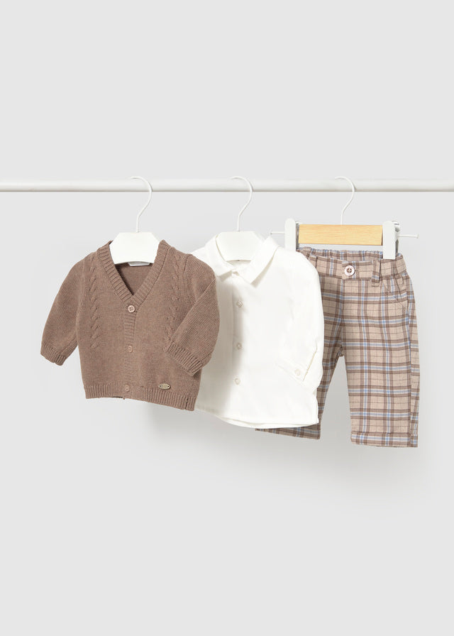 Pants, Cardigan Shirt Set | Brown 2531