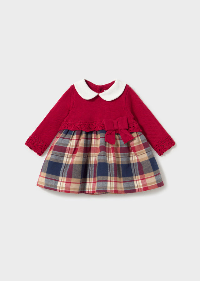 Combined Knit Dress | Red 2801