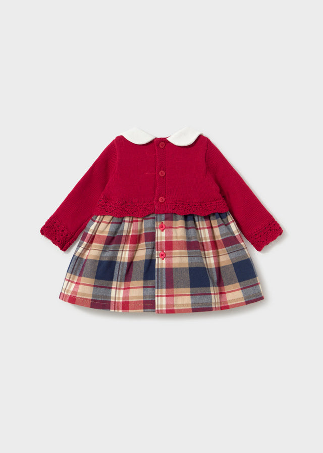 Combined Knit Dress | Red 2801