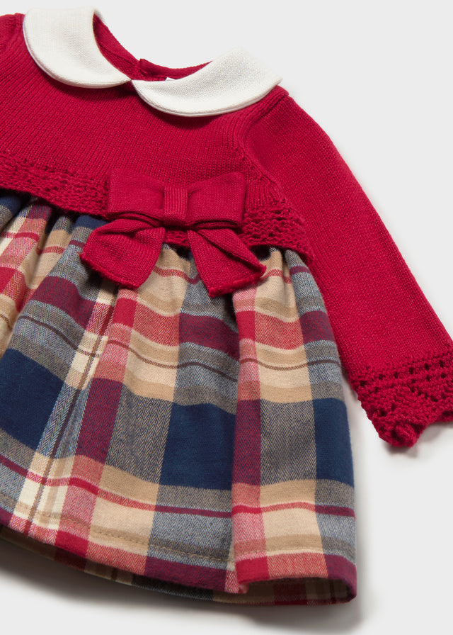 Combined Knit Dress | Red 2801