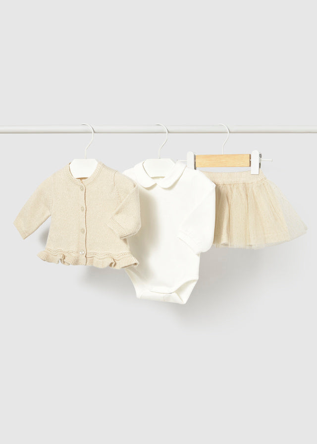 Tulle Knit Skirt Set | Champagne #2811