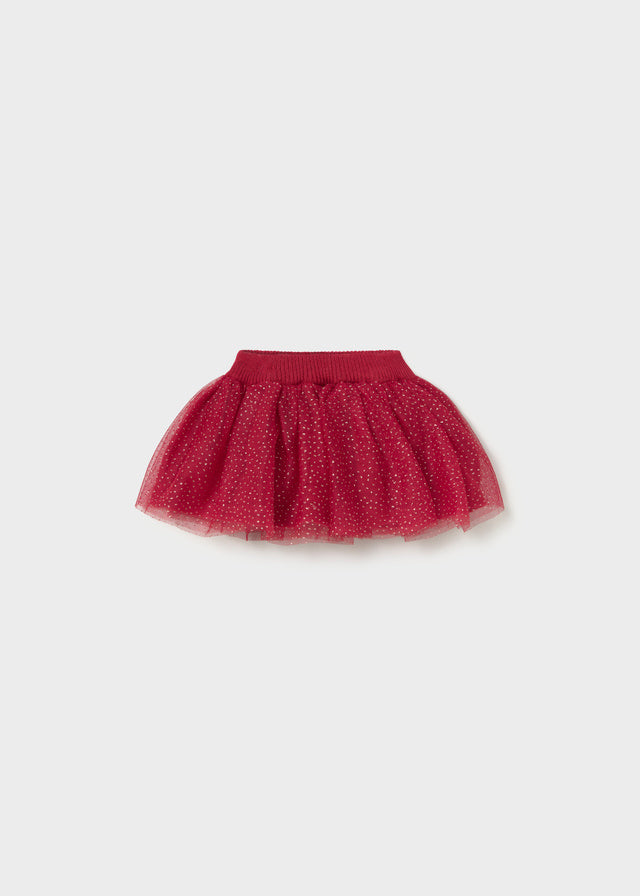 Tulle Knit Skirt Set | Red 2811