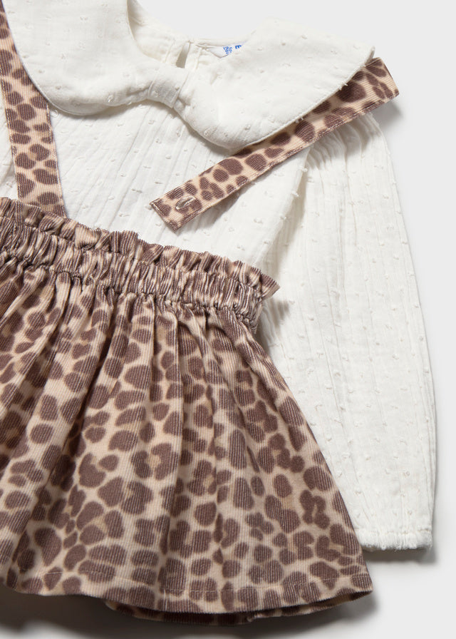 Skirt Set with Suspenders | Walnut 2950