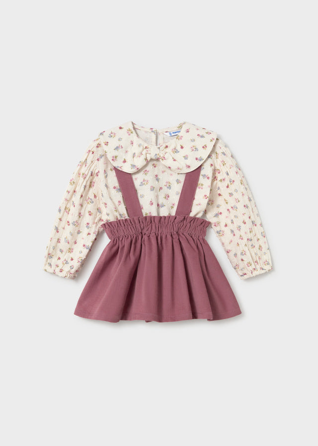 Skirt Set with Suspenders | Violet 2950