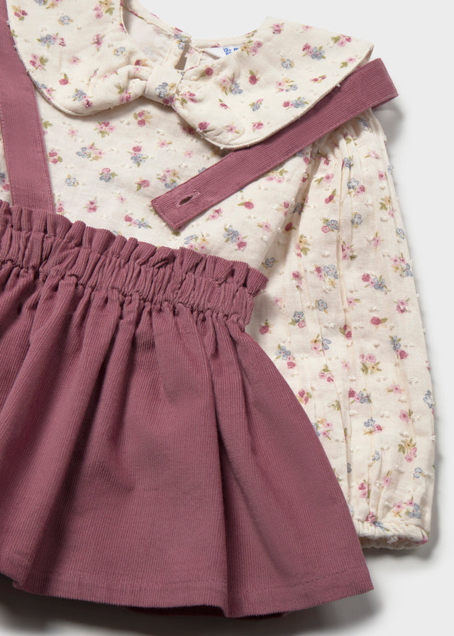 Skirt Set with Suspenders | Violet 2950