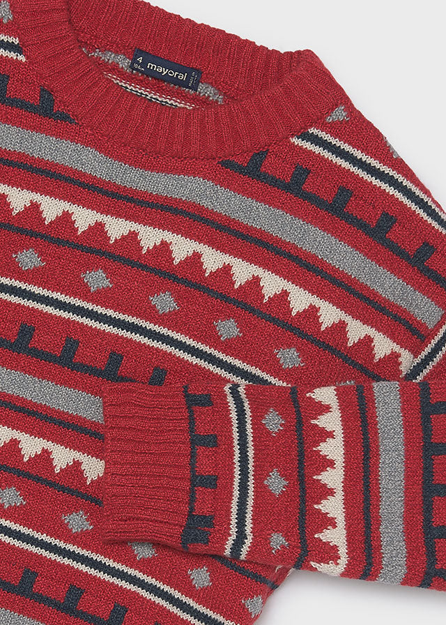 Jacquard Jumper | Red 4308