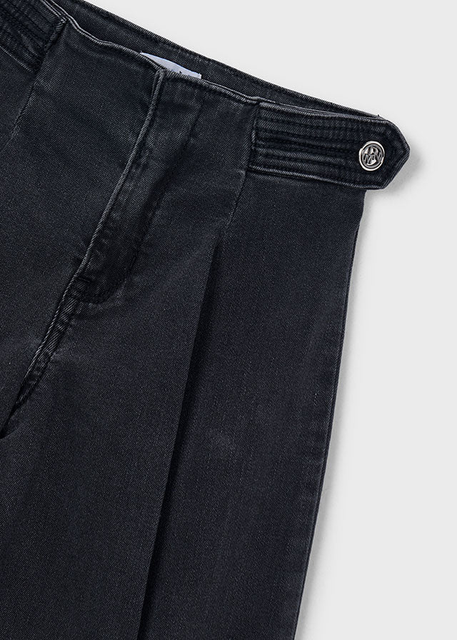 Wide Leg Denim Pants | Coal #4523