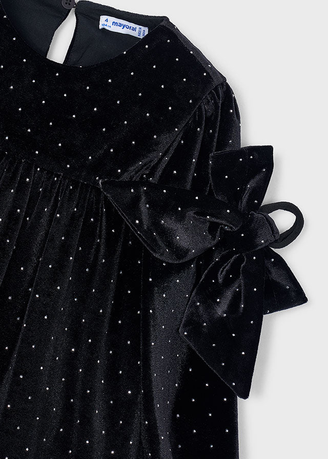 Velvet Dress with Hair Tie | Black 4930