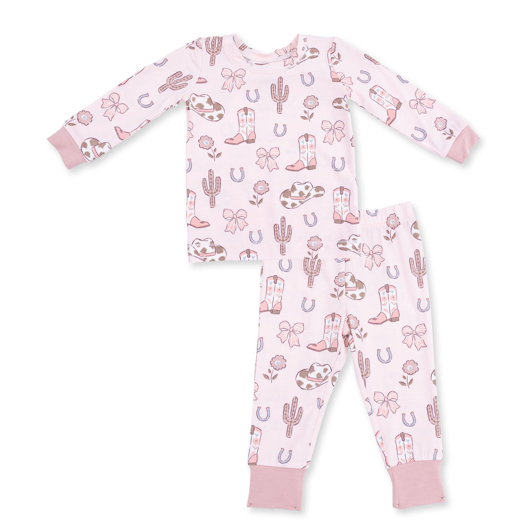 Angel Dear Cowgirl Boots & Bows Long Sleeve Loungewear Set