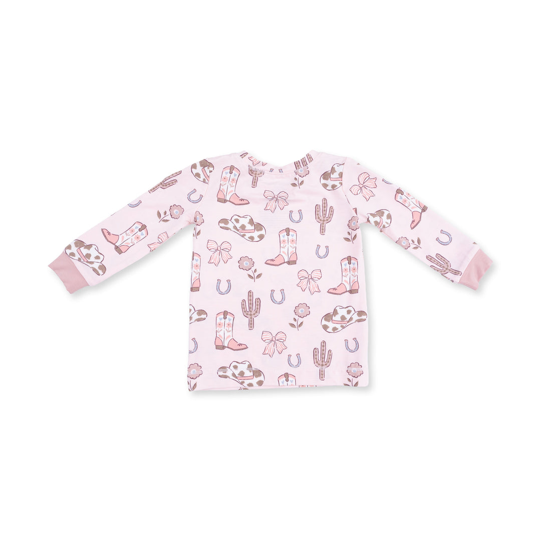 Angel Dear Cowgirl Boots & Bows Long Sleeve Loungewear Set