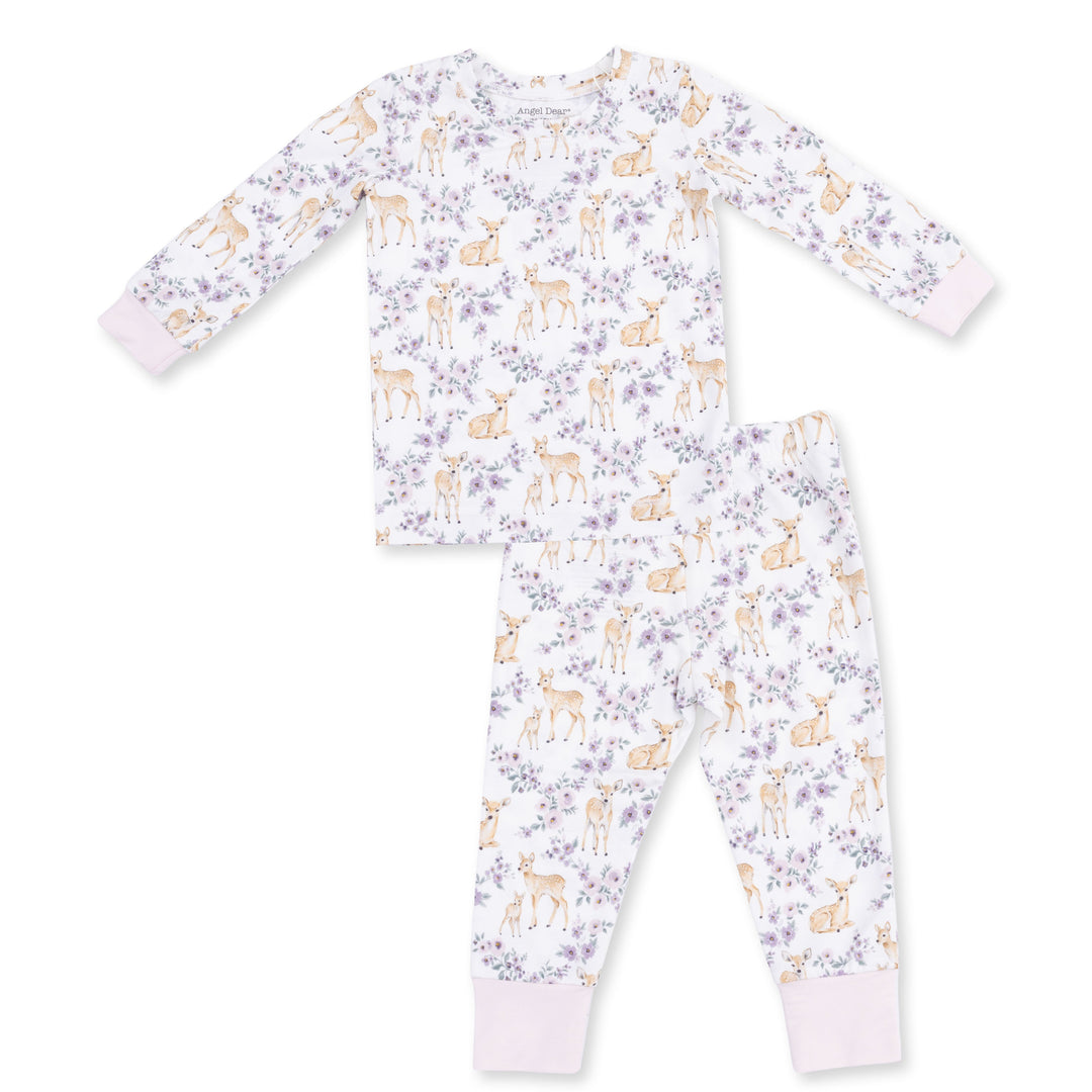 Angel Dear Floral Deer Long Sleeve Loungewear Set