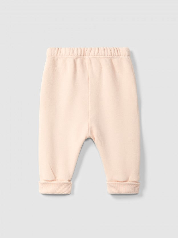 Plush Pull-Up Pants with Rickrack Detail - Pink