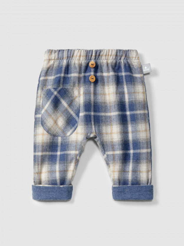 Check Pull-Up Pants - Indigo