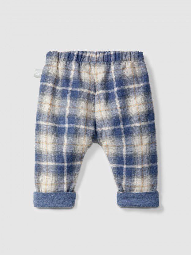 Check Pull-Up Pants - Indigo