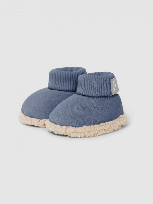 Plush Booties with Fur Detail - Indigo