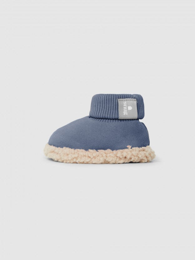 Plush Booties with Fur Detail - Indigo