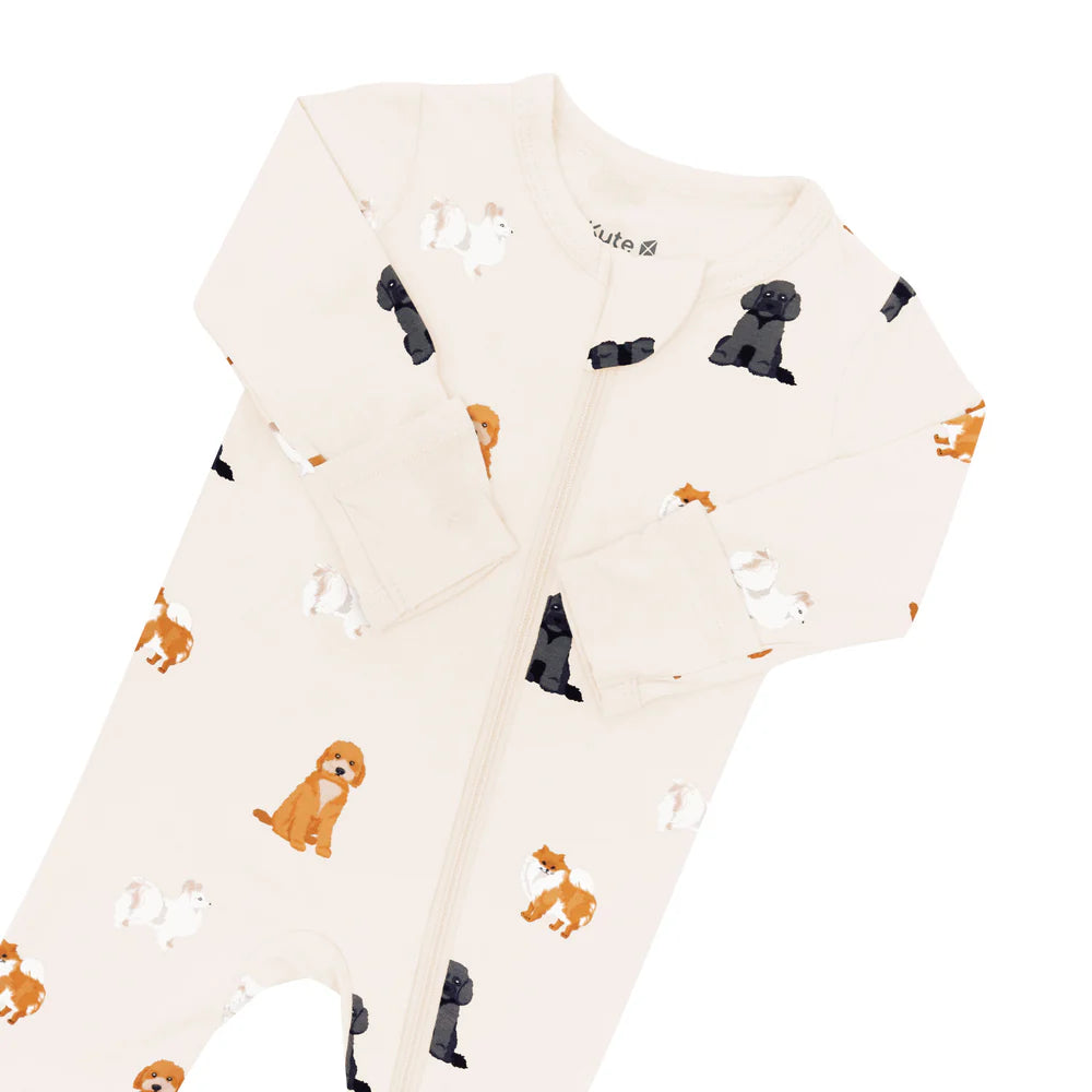 Zippered Footie in Fluffy Dog