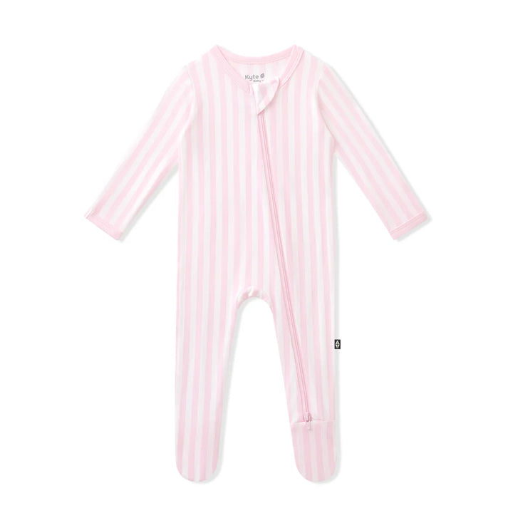 Zippered Footie in Small Sakura Stripe