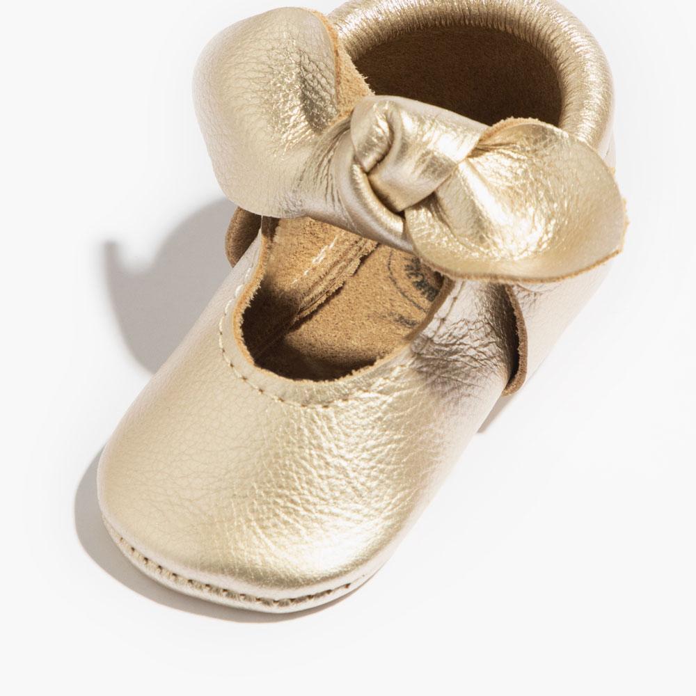 Soft Sole Baby Moccasin - Platinum Knotted