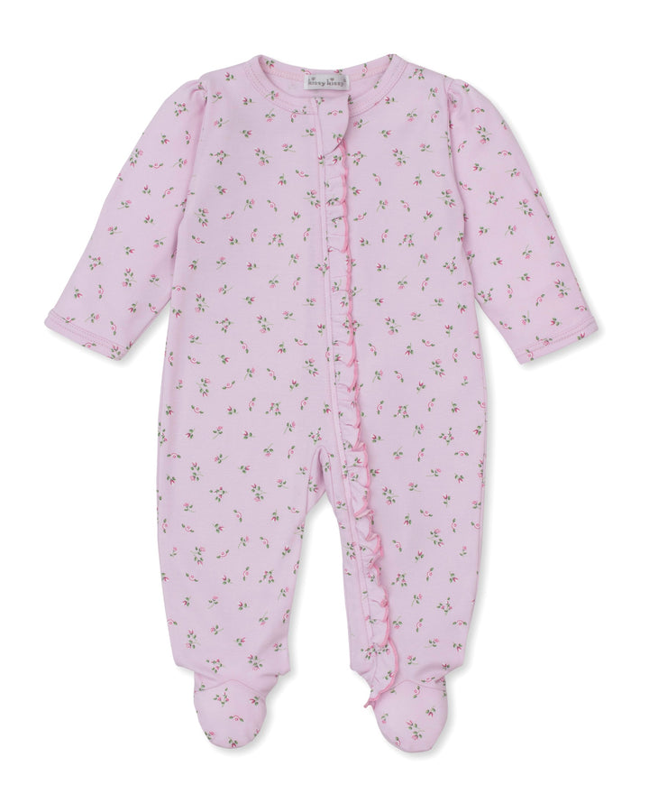 Garden Roses Pink Ruffle Zip Footie