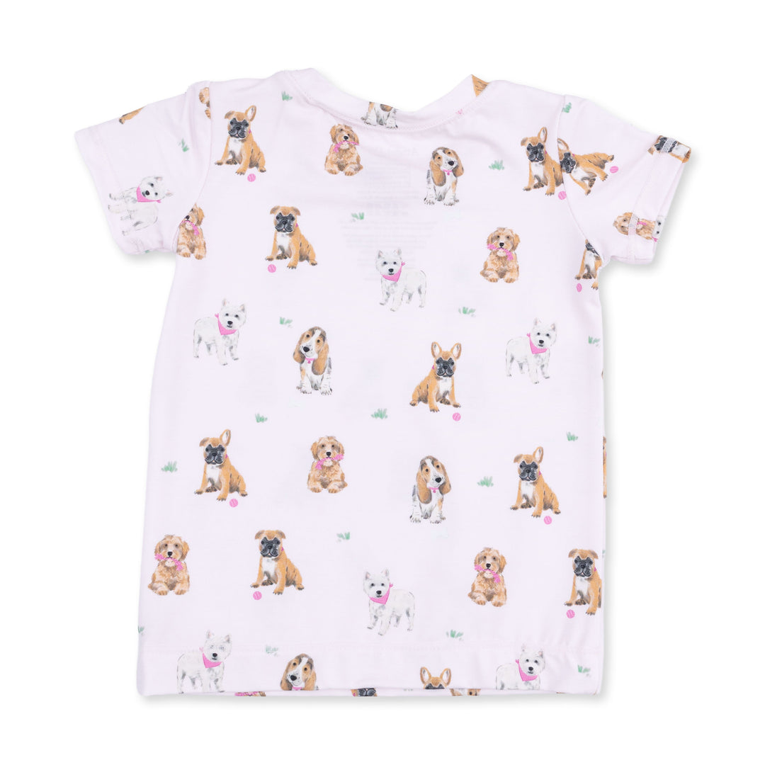 Angel Dear Bestie Dogs Pink Short Sleeve Loungewear Set