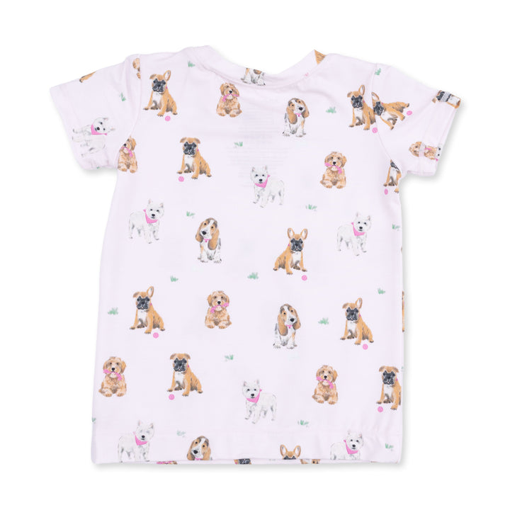 Angel Dear Bestie Dogs Pink Short Sleeve Loungewear Set
