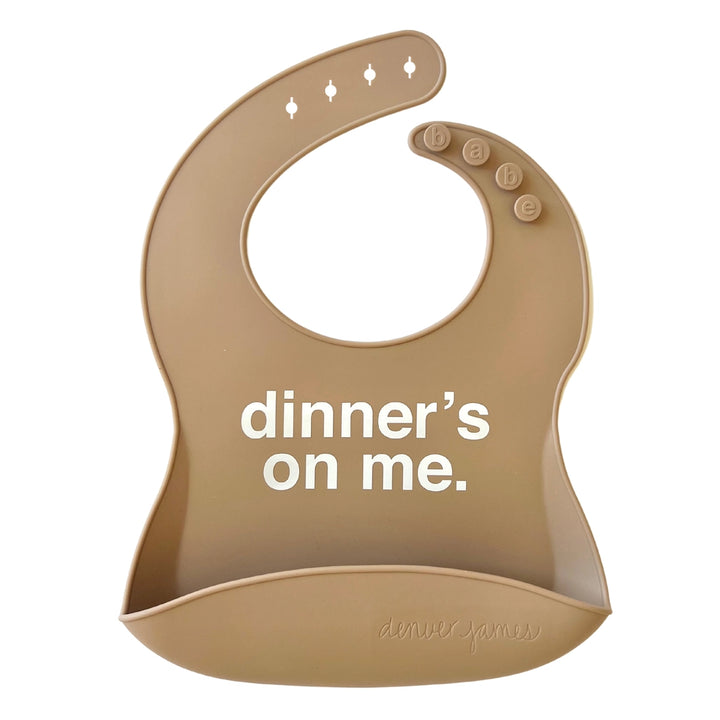 Silicone Bib - Dinner's on me (Brown)