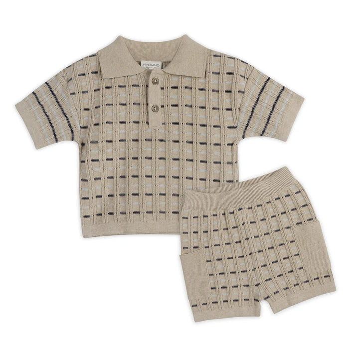 Henry Polo Shirt & Shorts Set - Oat Heather