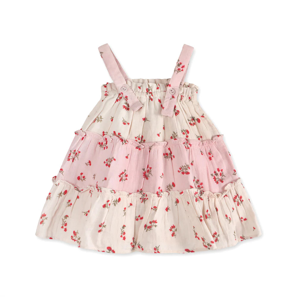 Bijou Tiered Floral Dress - Tea Rose
