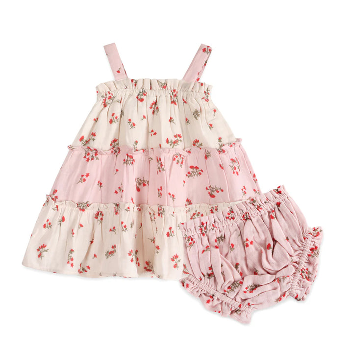 Bijou Tiered Floral Dress - Tea Rose