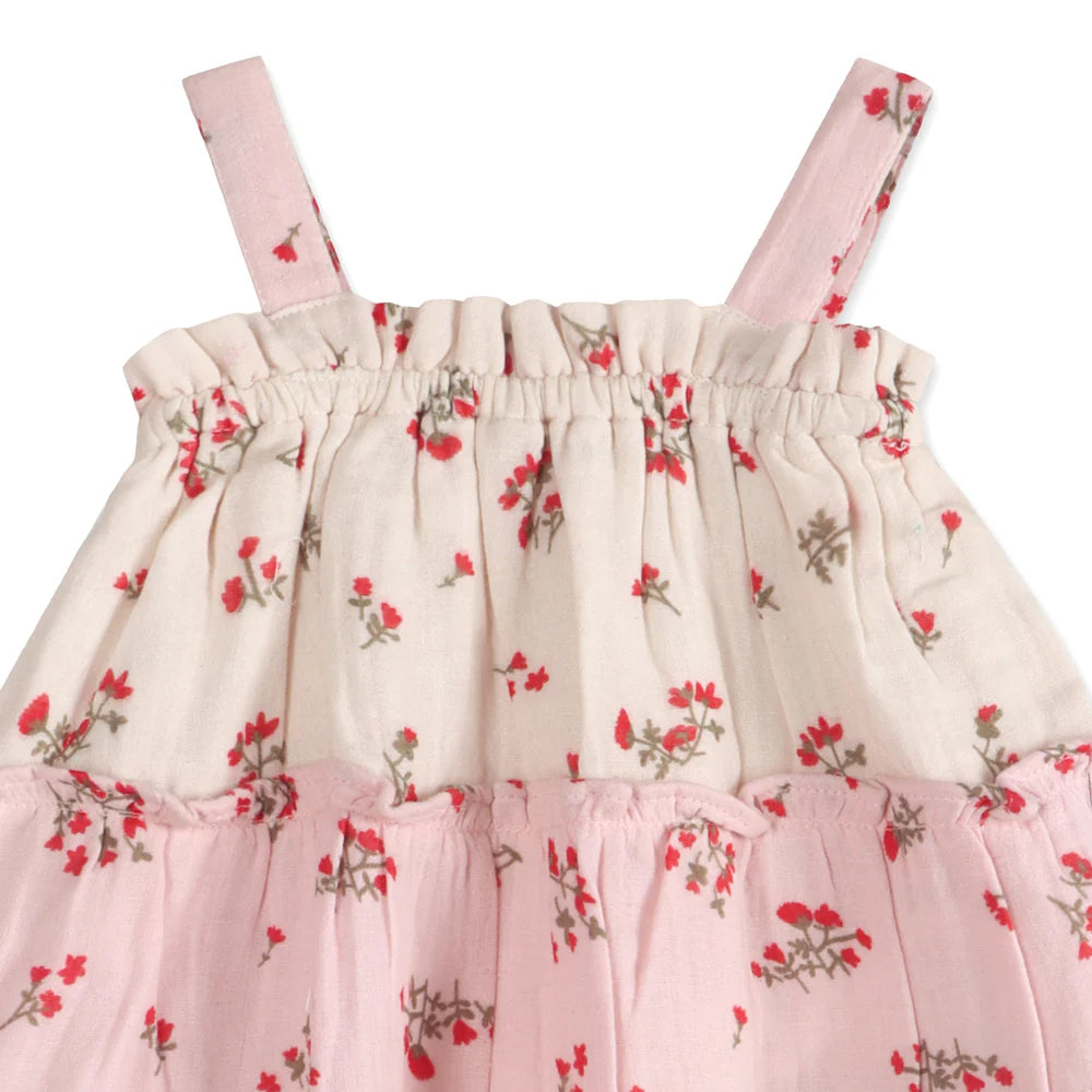 Bijou Tiered Floral Dress - Tea Rose
