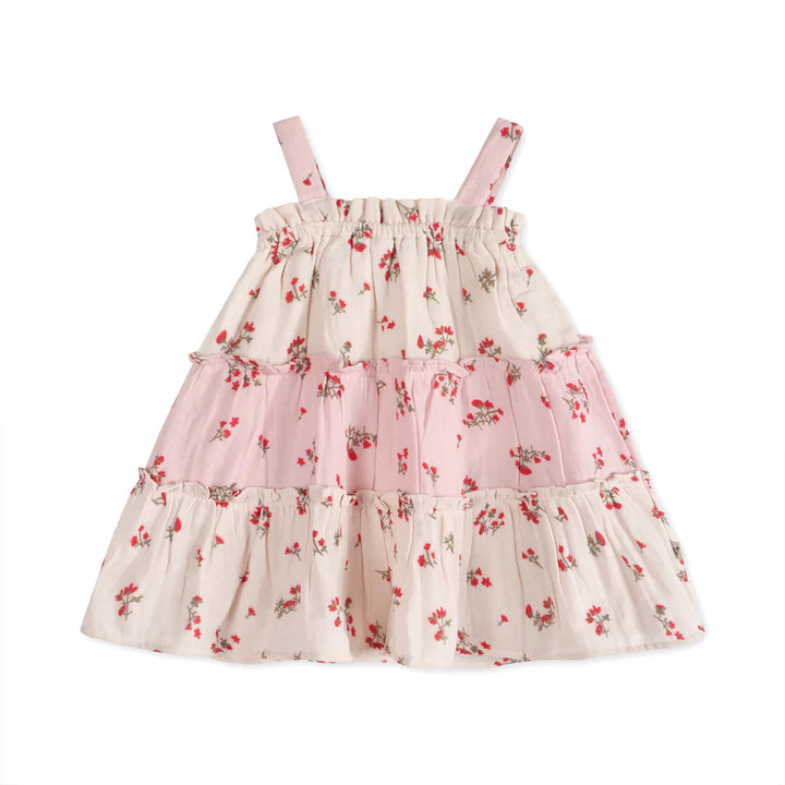 Bijou Tiered Floral Dress - Tea Rose