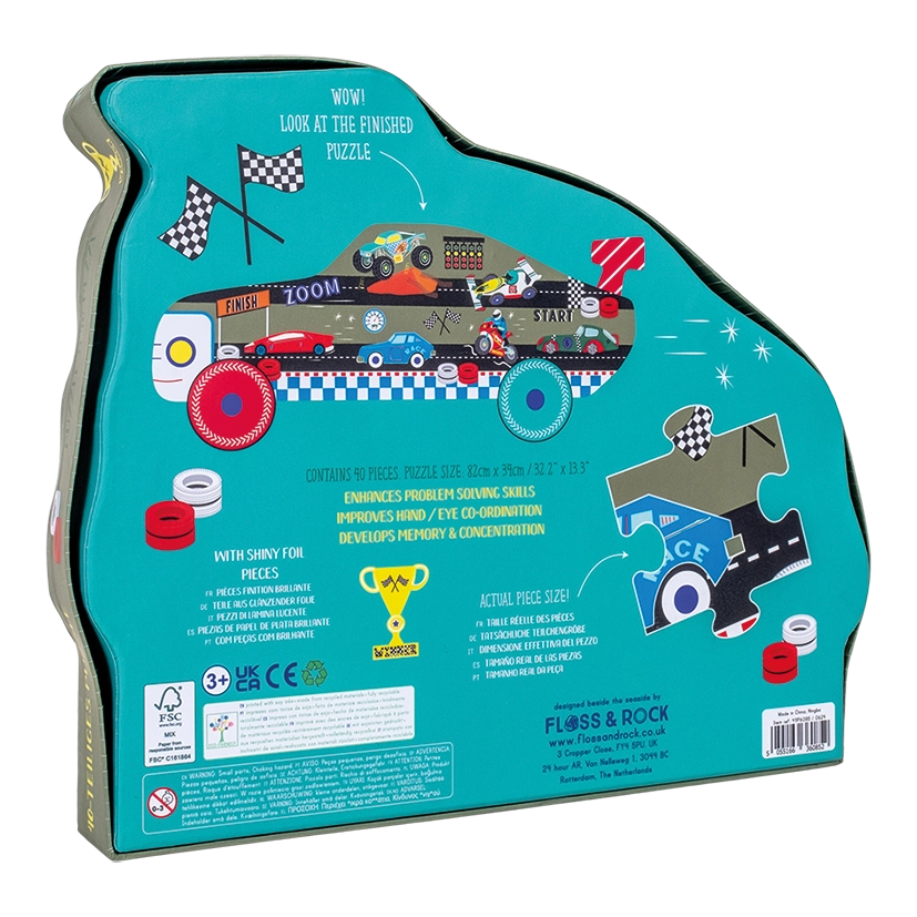 40pc Jigsaw in Shaped Box - Racing Car