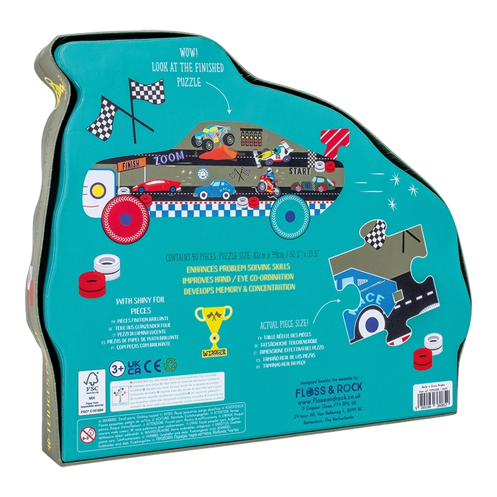 40pc Jigsaw in Shaped Box - Racing Car