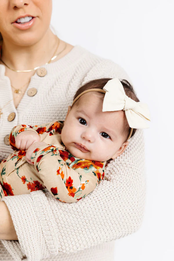 Linen Bow Headband - Ivory