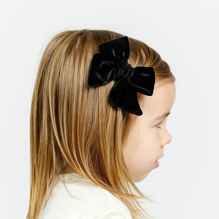 Velvet Bow Clip - Black