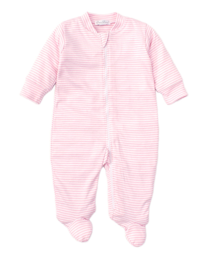 Simple Stripes Pink Zip Footie