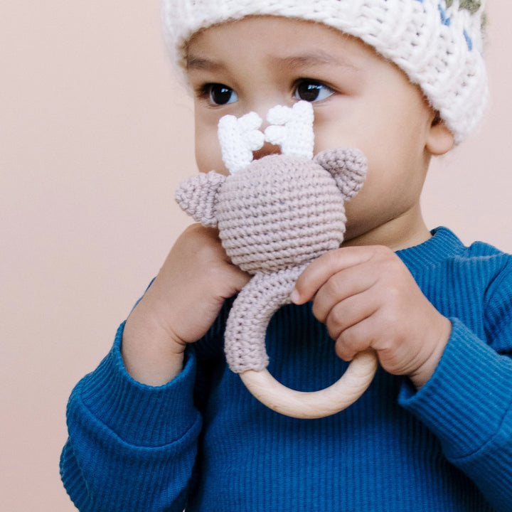 Cotton Crochet Rattle Teether - Deer