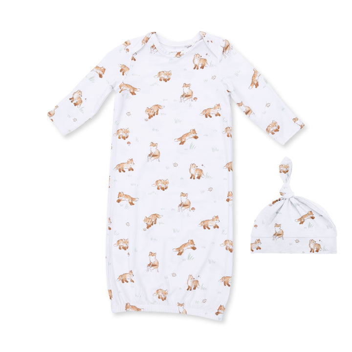 Angel Dear Little Explorer Fox Lap Shoulder Gown & Knotted Hat