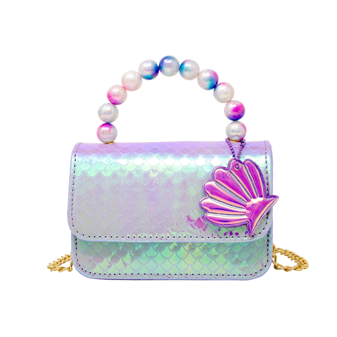Mermaid Pearl Handle Seashell Bag- Purple