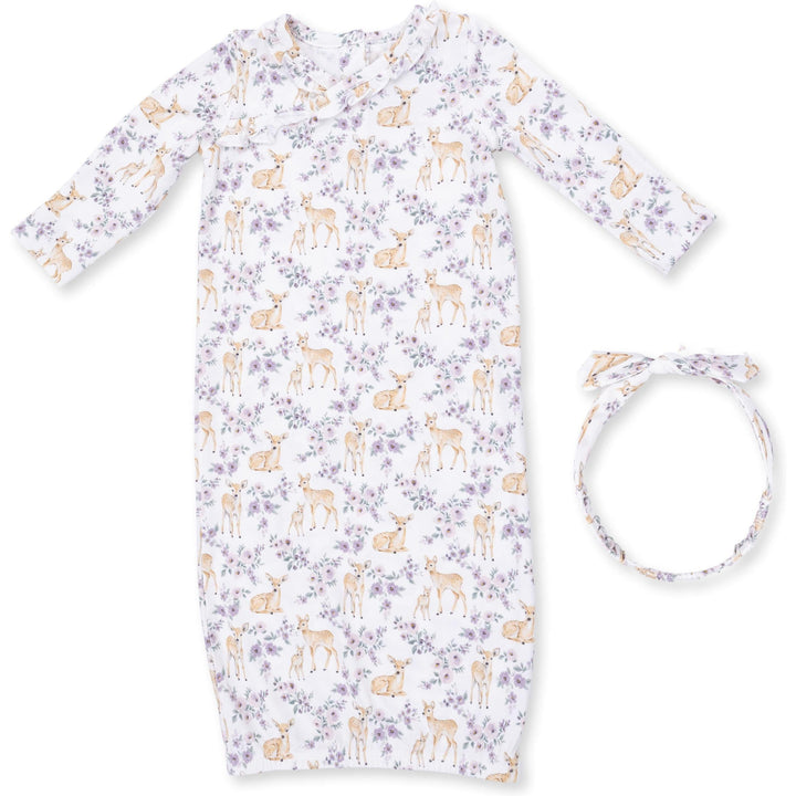 Angel Dear Floral Deer Kimono Gown & Knot Headband