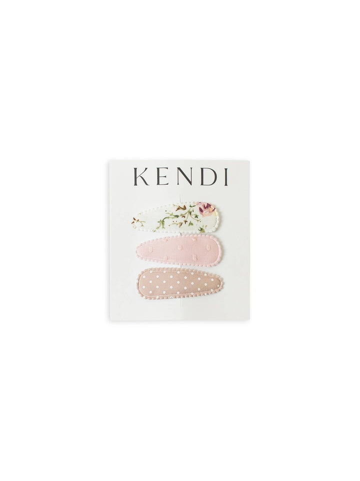 Kendi Baby Hair Clips 3pc - Pink Polka