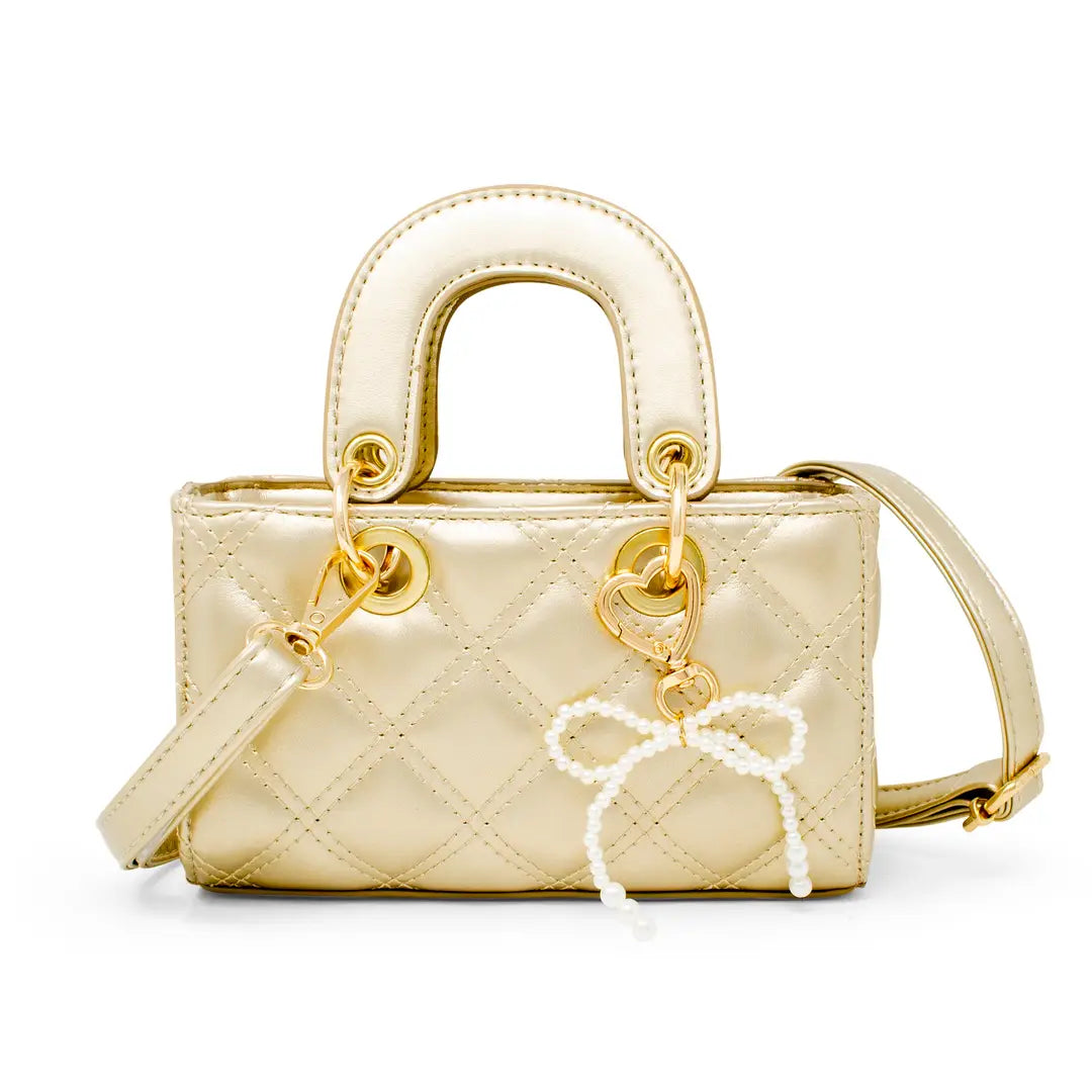 Quilted Bow Charm - Gold
