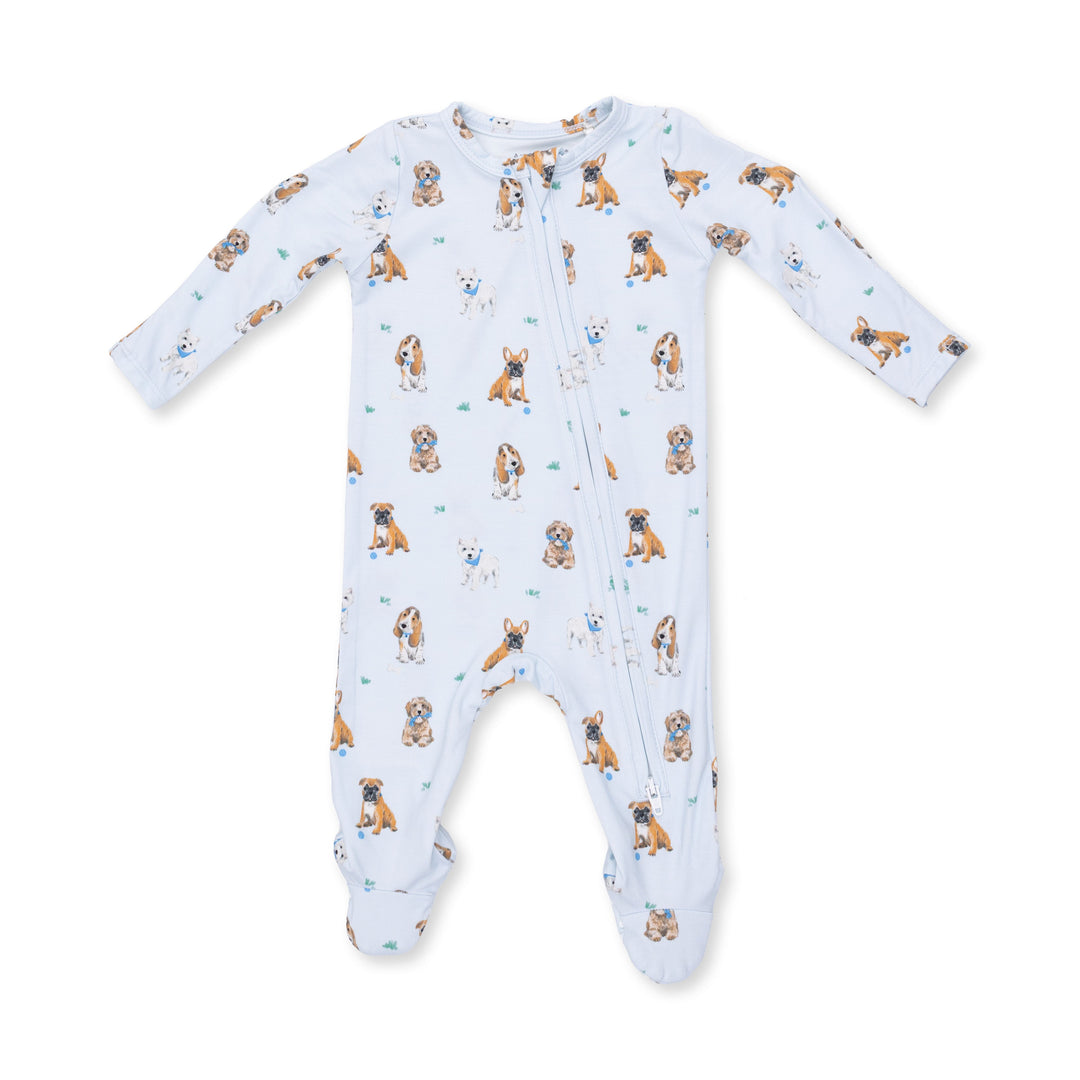 Angel Dear Bestie Dogs Blue 2 Way Zipper Footie