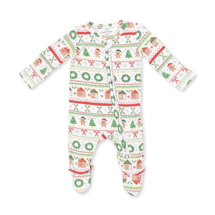 Angel Dear Gingerbread Fair Isle Uni 2 Way Zipper Footie